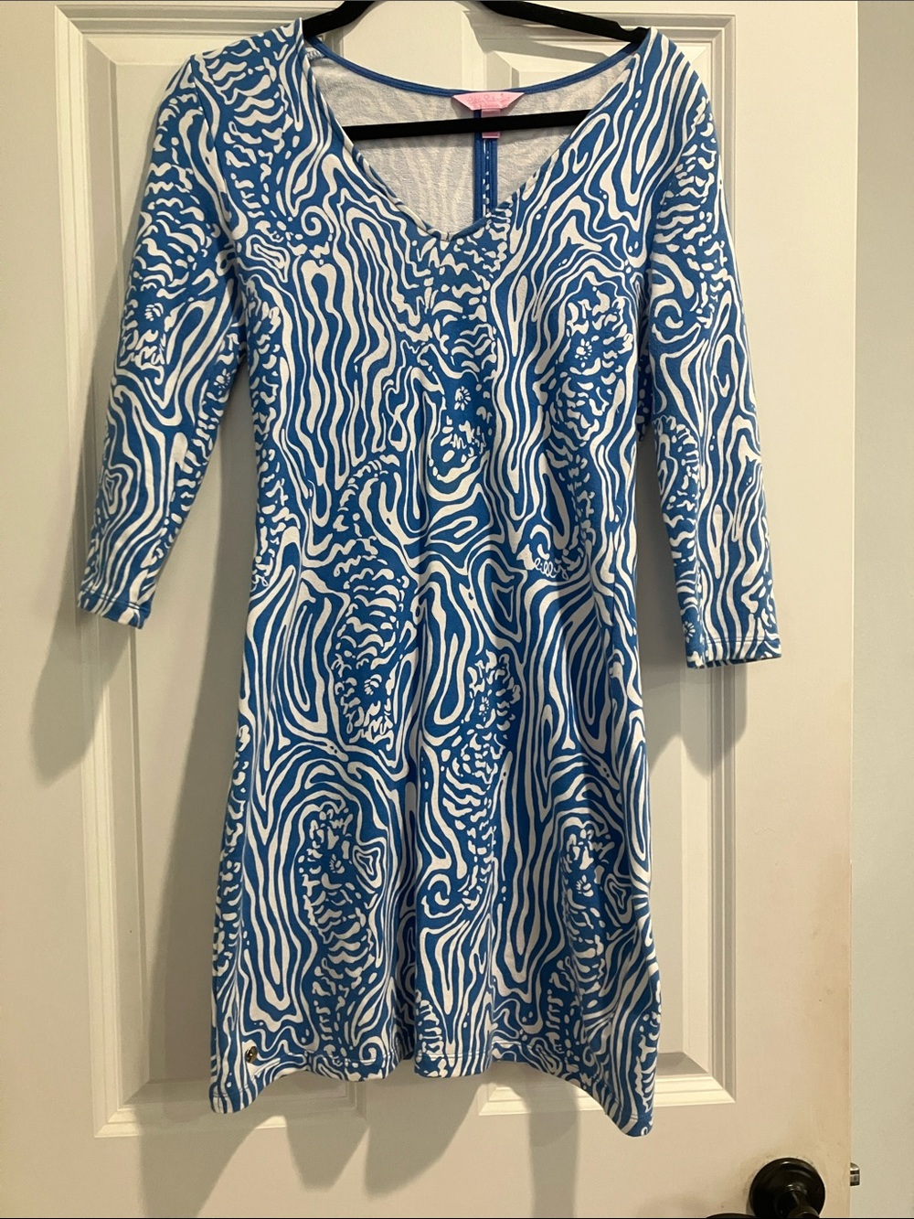 Lilly Pulitzer Blue & White V-Neck Dress